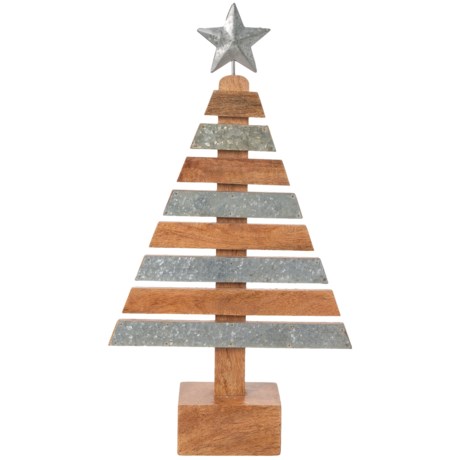 White Pine Galvanized Metal and Wood Stripe Tree - 22x12”