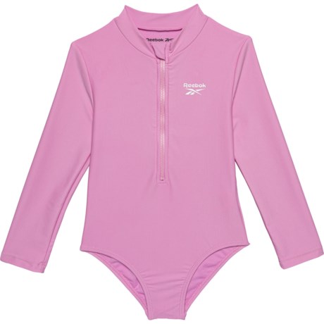 Reebok Toddler Girls Rash Guard Suit - UPF 50, Long Sleeve