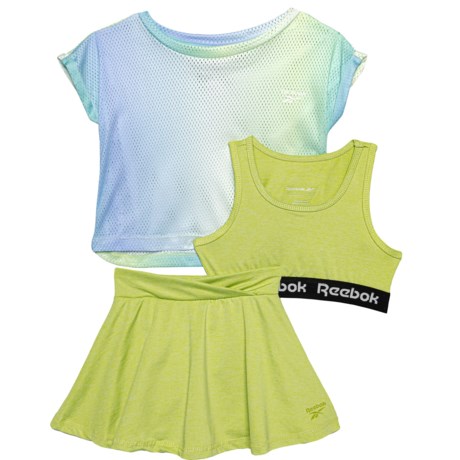 Reebok Toddler Girls Ombre Print Shirt, Sports Bra and Skort Set - 3-Piece, Short Sleeve