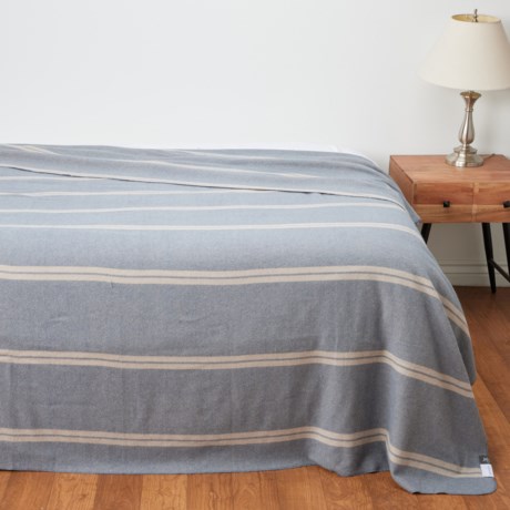 Berkshire Blanket Full-Queen Alpaca-Wool Reversible Blanket - Harris Stripe Cashew