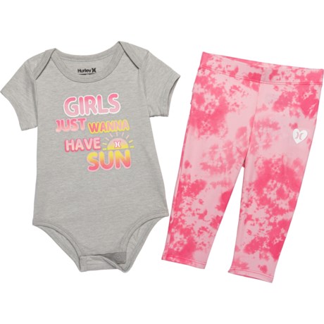 Hurley Infant Girls Baby Bodysuit and Leggings Set - Short Sleeve