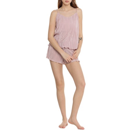 Danskin Plisse Satin Camisole and Shorts Lounge Set - Sleeveless