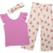 Petit Lem Toddler Girls Ruffle Shirt and Gauze Wide-Leg Pants Set - 3-Piece, Short Sleeve