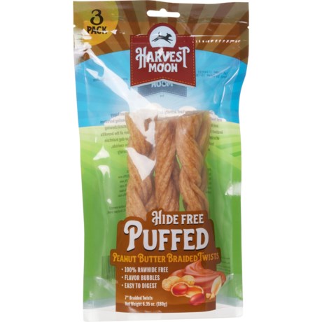 Harvest Moon Puffed Braided Twists Dog Treats - 3-Count