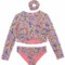 Banana Boat Big Girls Rash Guard and Bikini Bottoms with Hair Tie Set - UPF 50+, Long Sleeve