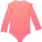 KENSIE GIRL Big Girls Eyelet One-Piece Zip Neck Rash Guard Suit - UPF 50, Long Sleeve