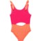 KENSIE GIRL Big Girls Color-Block Textured One-Piece Swimsuit - UPF 50