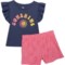 Banana Boat Little and Big Girls Ruffled Shirt and Terry Shorts Set - Short Sleeve