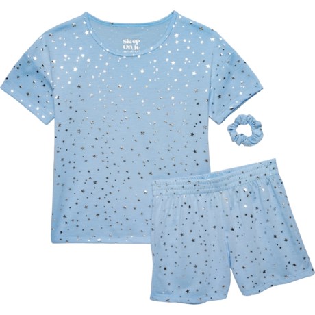 Sleep On It Big Girls Shorts Pajamas with Hairband - Short Sleeve