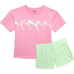 Puma Little Girls Jersey T-Shirt and Mesh Shorts Set - Short Sleeve