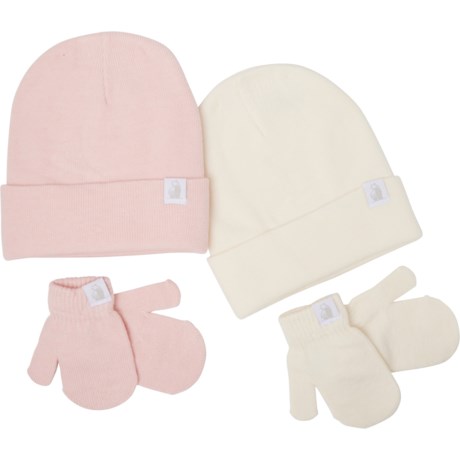 Rugged Bear Beanie and Mittens Set - 4-Pack (For Toddler Girls)