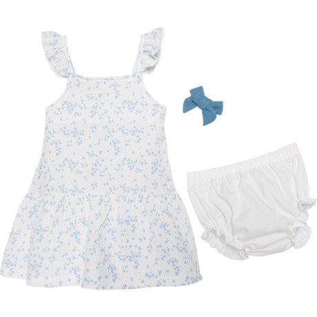 LILA AND JACK Infant Girls Ruffle Strappy Dress, Bloomers and Hair Clip Set - 3-Piece, Sleeveless