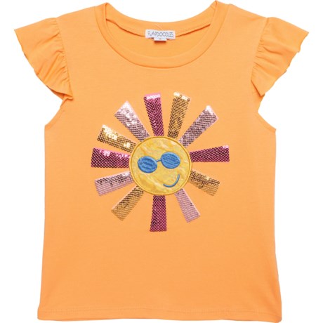 Flapdoodles Little Girls Flutter Sleeve Shirt - Short Sleeve