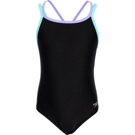 Speedo Big Girls CrissCross One-Piece Swimsuit - UPF 50+