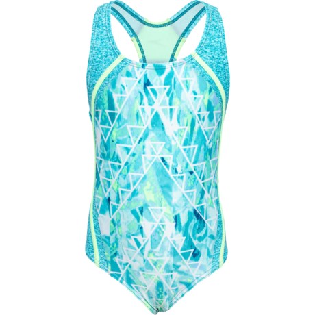 Speedo Big Girls Printed Sport Splice One-Piece Swimsuit - UPF 50+