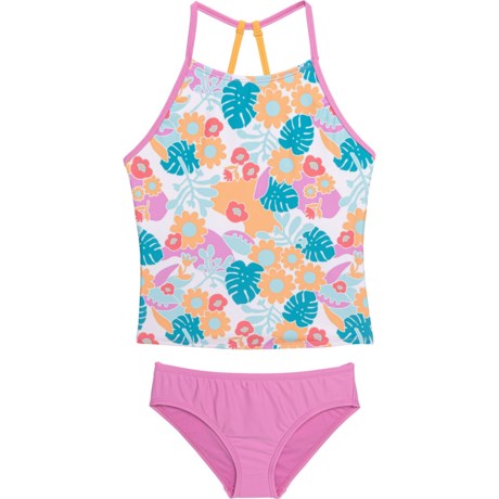 Speedo Big Girls Printed High Neck Tankini Set - UPF 50+