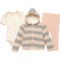 BURT'S BEES BABY Infant Girls Letter Bee Insulated Jacket, Baby Bodysuit and Pants Set - Short Sleeve