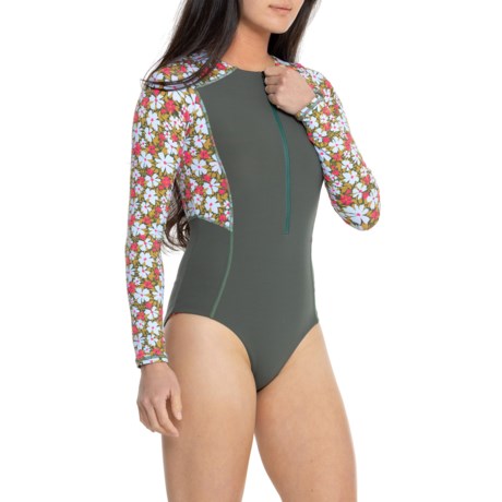 Maaji Ditsy Duo Triton One-Piece Swimsuit - Reversible, Zip Front, Long Sleeve