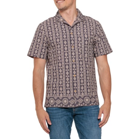 Lucky Brand Border Print Camp Collar Shirt - Short Sleeve