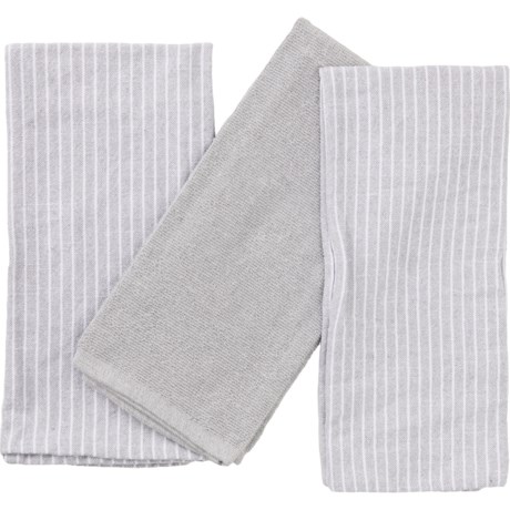 Working Kitchen Stone-Washed Terry Striped Kitchen Towel Set - 3-Pack, 18x28”