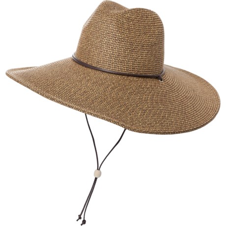 San Diego Hat Company Pinched Ultra-Braid Wide Brim Hat with Chin Cord - UPF 50+ (For Men and Women)