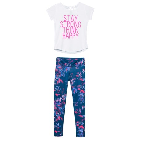 90 Degree by Reflex Terry Shirt with Circle Back and Printed Leggings Set - Short Sleeve (For Big Girls)