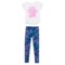 90 Degree by Reflex Terry Shirt with Circle Back and Printed Leggings Set - Short Sleeve (For Big Girls)