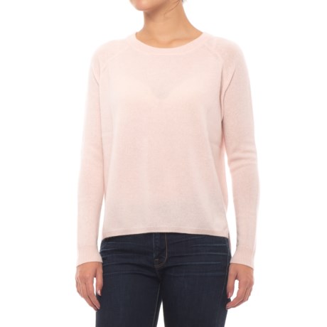 Minnie Rose Pink Diamond Raglan Hi-Lo Cashmere Sweater (For Women)