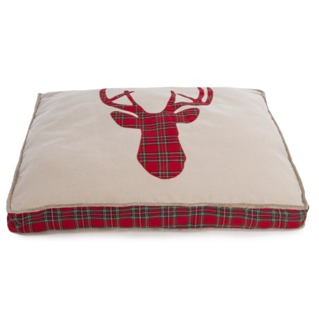 Jingles & Joy Deer Head Applique Rectangle Dog Bed - 28x40”