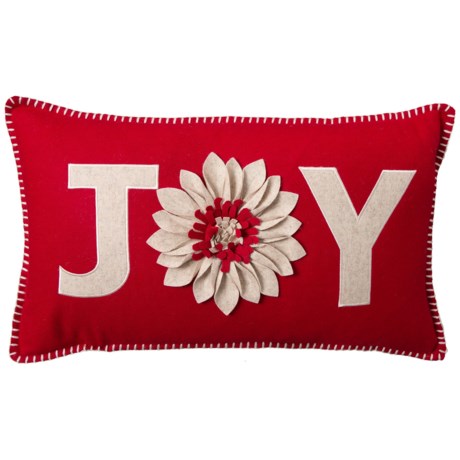 425 South Holiday Poinsettia Bloom Throw Pillow - 14x24”, Feathers