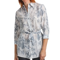 Paperwhite Printed Cotton-Silk Tunic Shirt - 3/4 Sleeve (For Women)