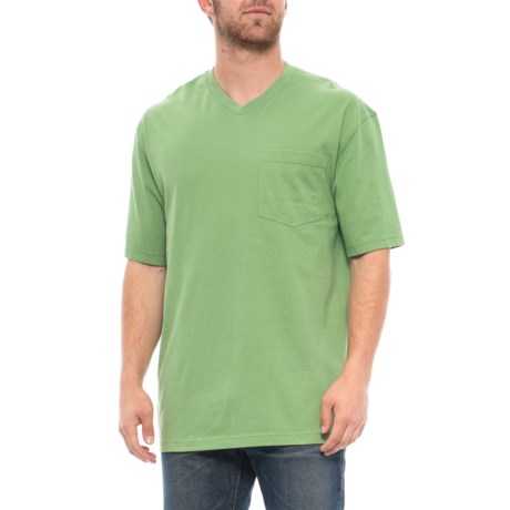 Specially made Solid Pocket T-Shirt - V-Neck, Short Sleeve (For Men)