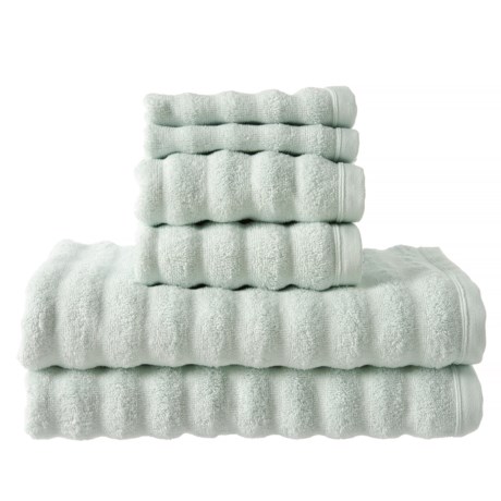 Kassa Moda Freshwater Blue Wave Cotton Dobby Bath Towel Set - 6-Piece