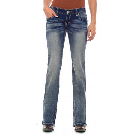 Rock & Roll Cowgirl Extra Stretch Low-Rise Skinny Jeans - Aztec-Inspired Detail (For Women)