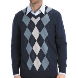Toscano Argyle Sweater - Merino Wool-Acrylic, V-Neck (For Men)