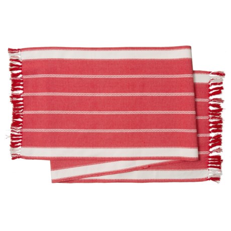 Ridgefield Home Red and Silver Striped Woven Table Runner