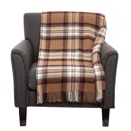 Highland Tweeds Camel Stewart Throw Blanket - New Wool, 40x60”