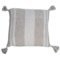 THRO Gray Farmhouse Cotton Stripe Tassel Pillow - 20x20”
