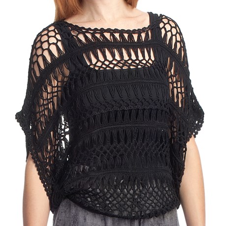 True Grit Open Weave Poncho - Short Sleeve (For Women)