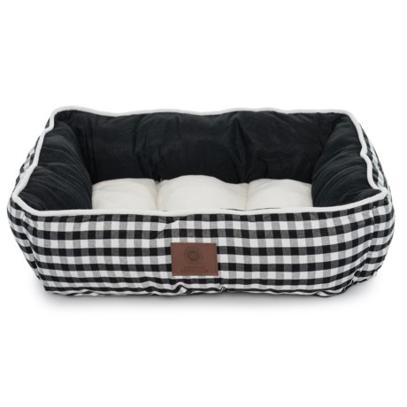 AKC Gingham Plaid Cuddler Dog Bed - 28x20”