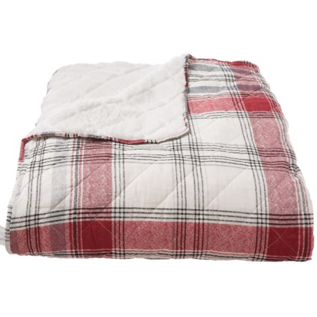 Aspen Ivory-Red Cotton Sherpa Quilt - King