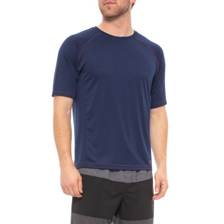 Mr. Swim Navy-Red Contrast Stitching Swim T-Shirt - UPF 50+, Short Sleeve (For Men)