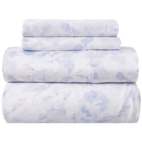 Cloth & Canopy Blossom Stripe Sateen Sheet Set - Queen, 200 TC, Pale Blue
