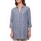 Tahari Indigo Roll-Tab Tunic Shirt - Linen, Long Sleeve (For Women)