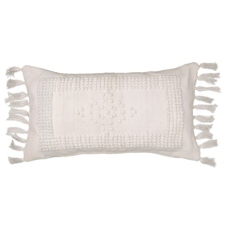 Bungalow Loft White Woven Knot Tassel Throw Pillow - 14x26”