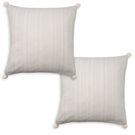 Elements Grey Caraway Striped Euro Pillows with Pompoms - 2-Pack, 26x26”