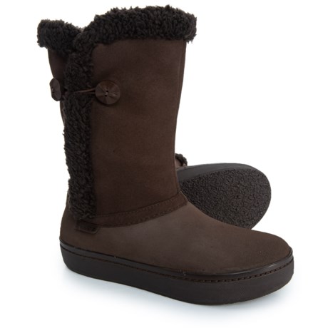 Crocs Modessa Synthetic Suede Button Boots (For Women)