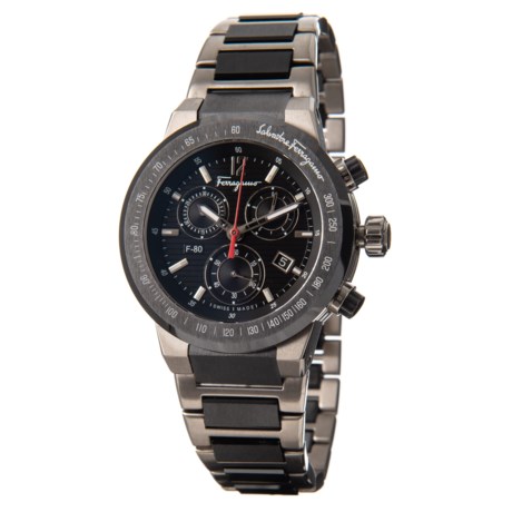 Salvatore Ferragamo F-80 Chronograph Watch - Stainless Steel Bracelet (For Men)