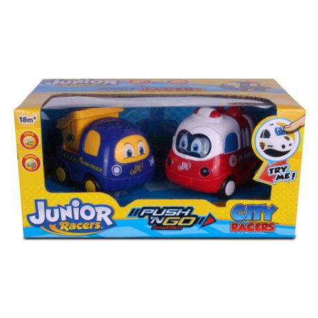 Junior Racers Push 'n Go City Racers Fire Engine & Dump Truck - 2-Pack