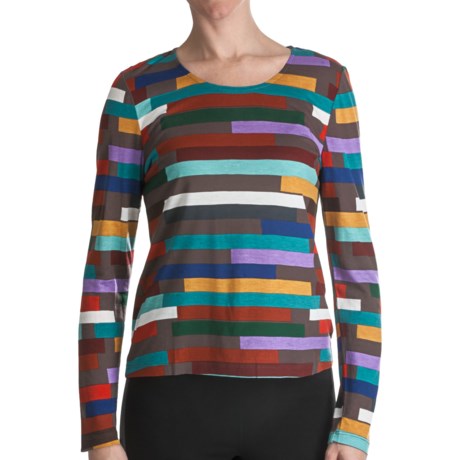 Paperwhite Printed Pullover Fitted Shirt - Long Sleeve (For Women)